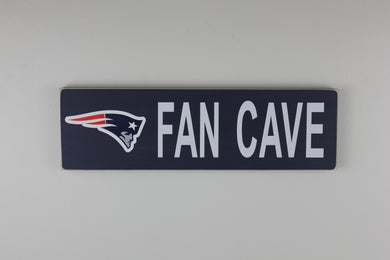 New England Patriots Inspired Fan Cave Wood Sign - Flying Elvis Logo