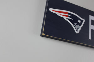 New England Patriots Inspired Fan Cave Wood Sign - Flying Elvis Logo