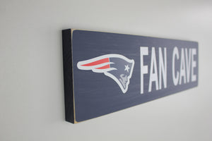 New England Patriots Inspired Fan Cave Wood Sign - Flying Elvis Logo