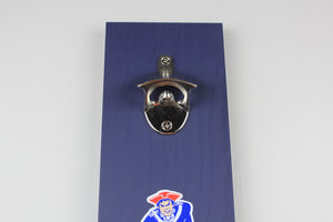 New England Patriots Inspired Hanging Bottle Opener - Pat the Patriot logo
