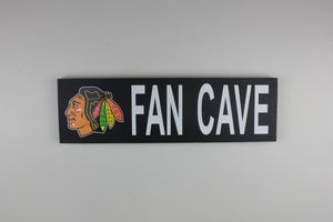Chicago Blackhawks Inspired Fan Cave Wood Sign