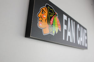 Chicago Blackhawks Inspired Fan Cave Wood Sign